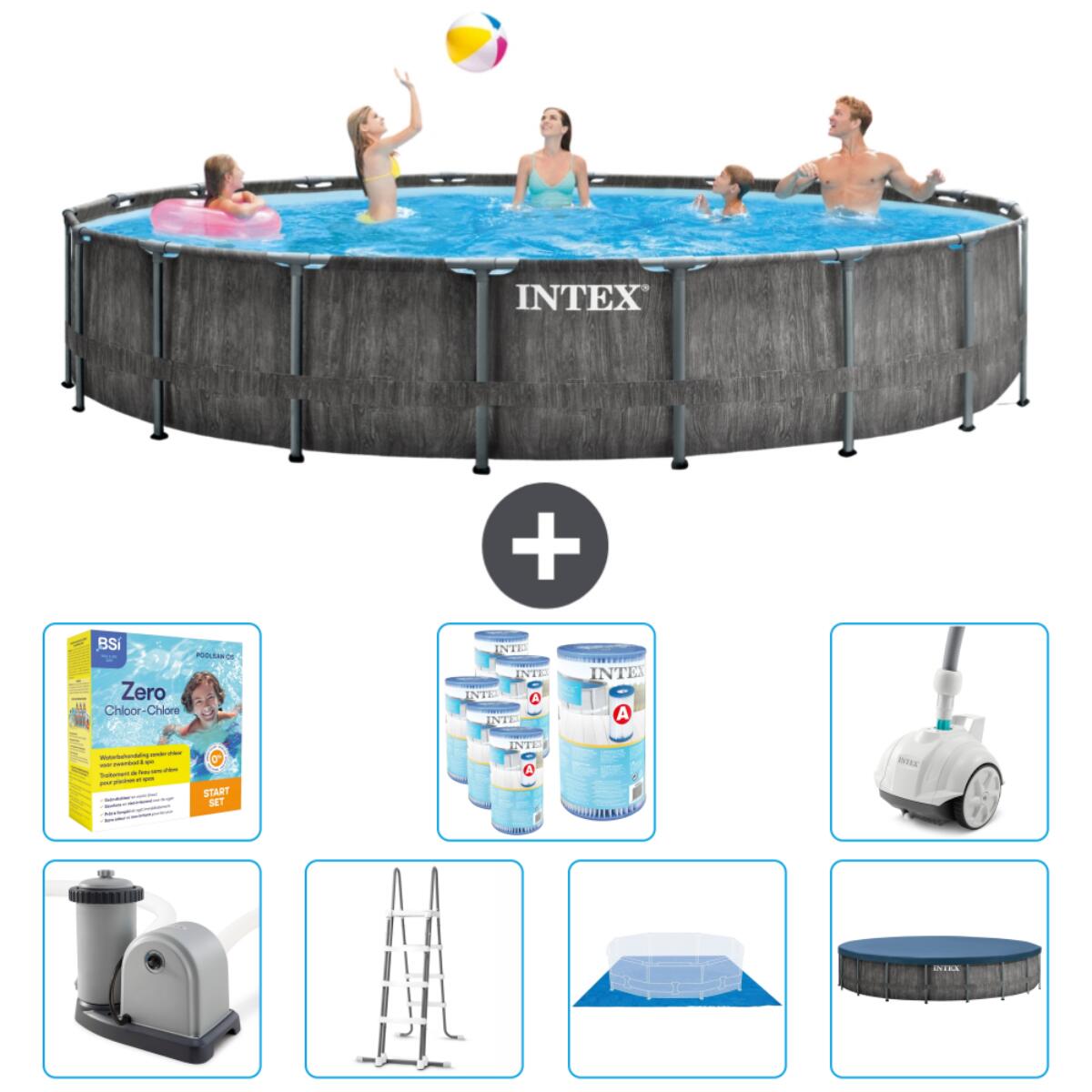 Intex - Piscine Ronde Prism Frame - 549x122 Cm + Accessoires Cb51 - Piscine - Gris - Taille Unique - Decathlon