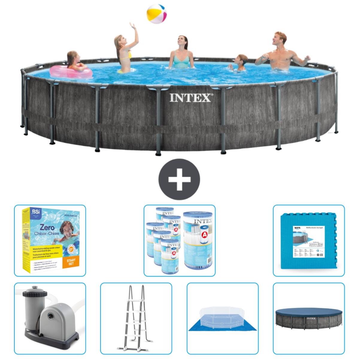 Intex - Piscine Ronde Prism Frame - 549x122 Cm + Accessoires Cb48 - Piscine - Gris - Taille Unique - Decathlon
