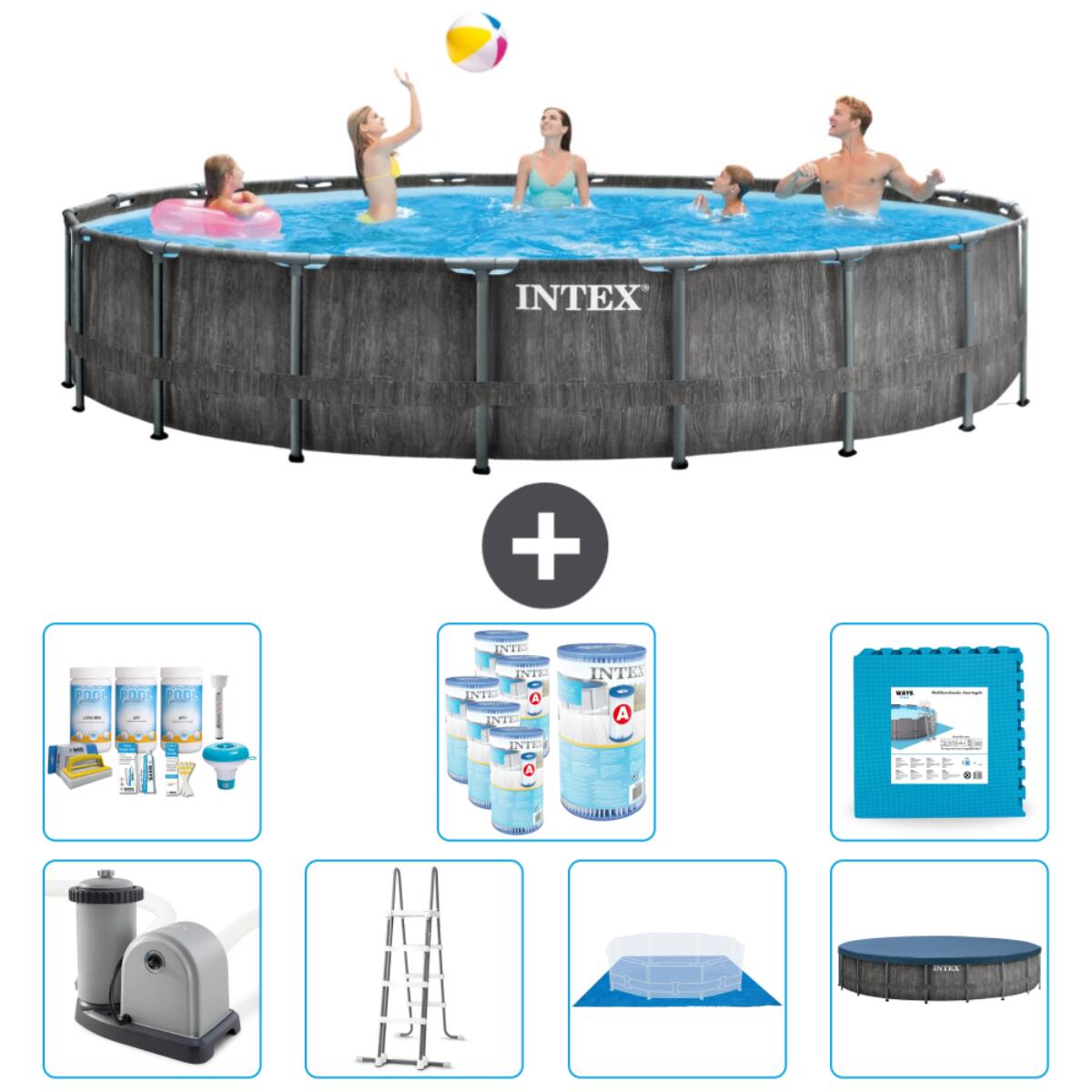 Intex - Piscine Ronde Prism Frame - 549x122 Cm + Accessoires Cb42 - Piscine - Gris - Taille Unique - Decathlon