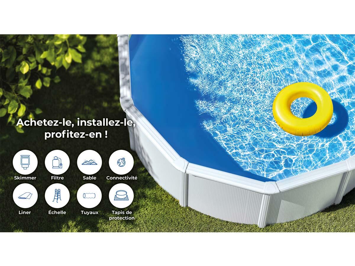 Piscina acero BLANCA 1000 x 550 x 132 cm 4/7