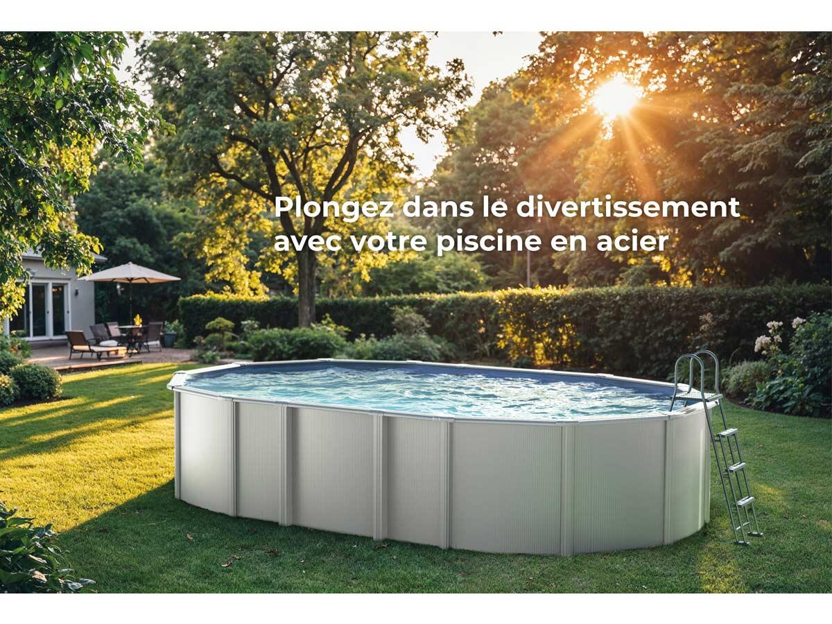 Piscina acero BLANCA 1000 x 550 x 132 cm 3/7