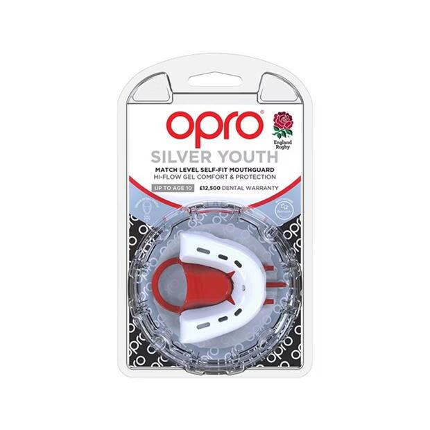 Ochraniacz na Zęby Opro Silver Rugby League Biały/Czerwony 7/7