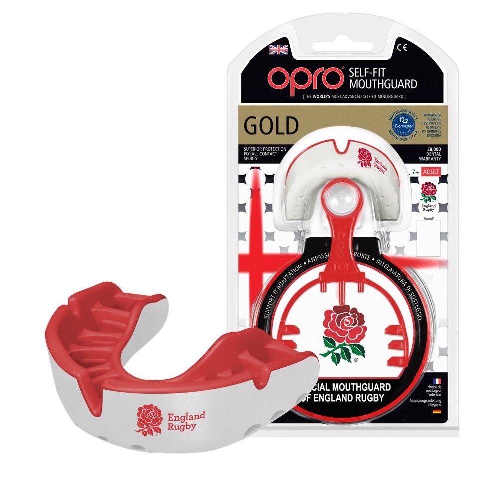 Ochraniacz na Zęby Opro Gold England Rugby Biały/Czerwony 2/7