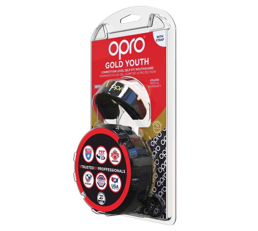 Ochraniacz Na Zęby Dla Dzieci Opro Gold + Strap Czarny/Złoty 5/5