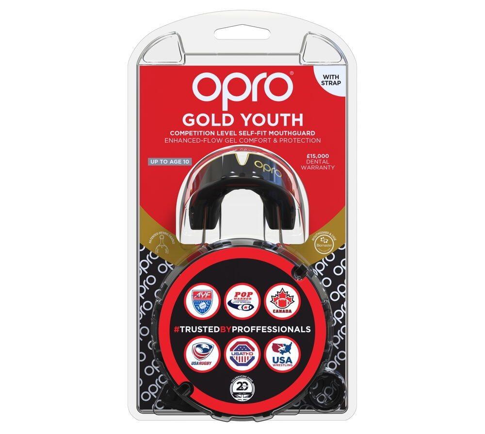 Ochraniacz Na Zęby Dla Dzieci Opro Gold + Strap Czarny/Złoty 4/5