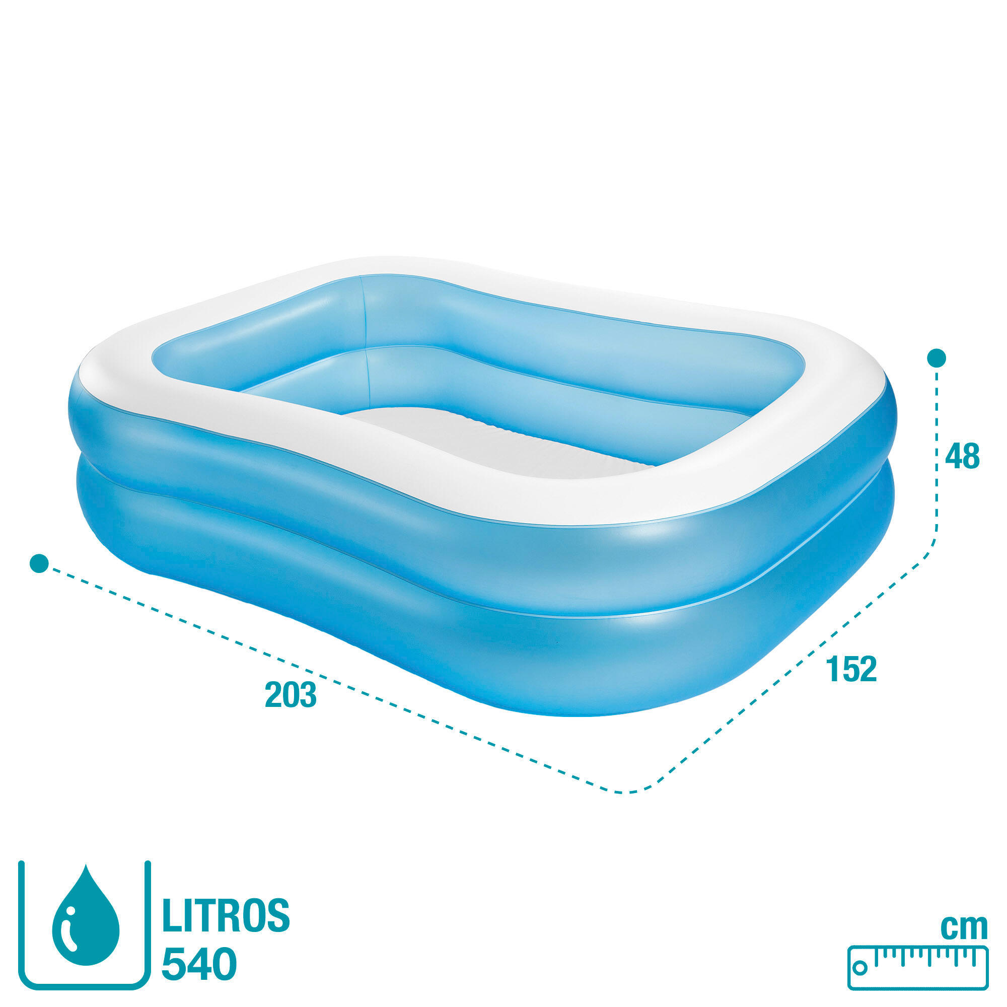 Intex 57180NP - Piscina Gonfiabile Family rettangolare, 203x152x48 cm 6/7