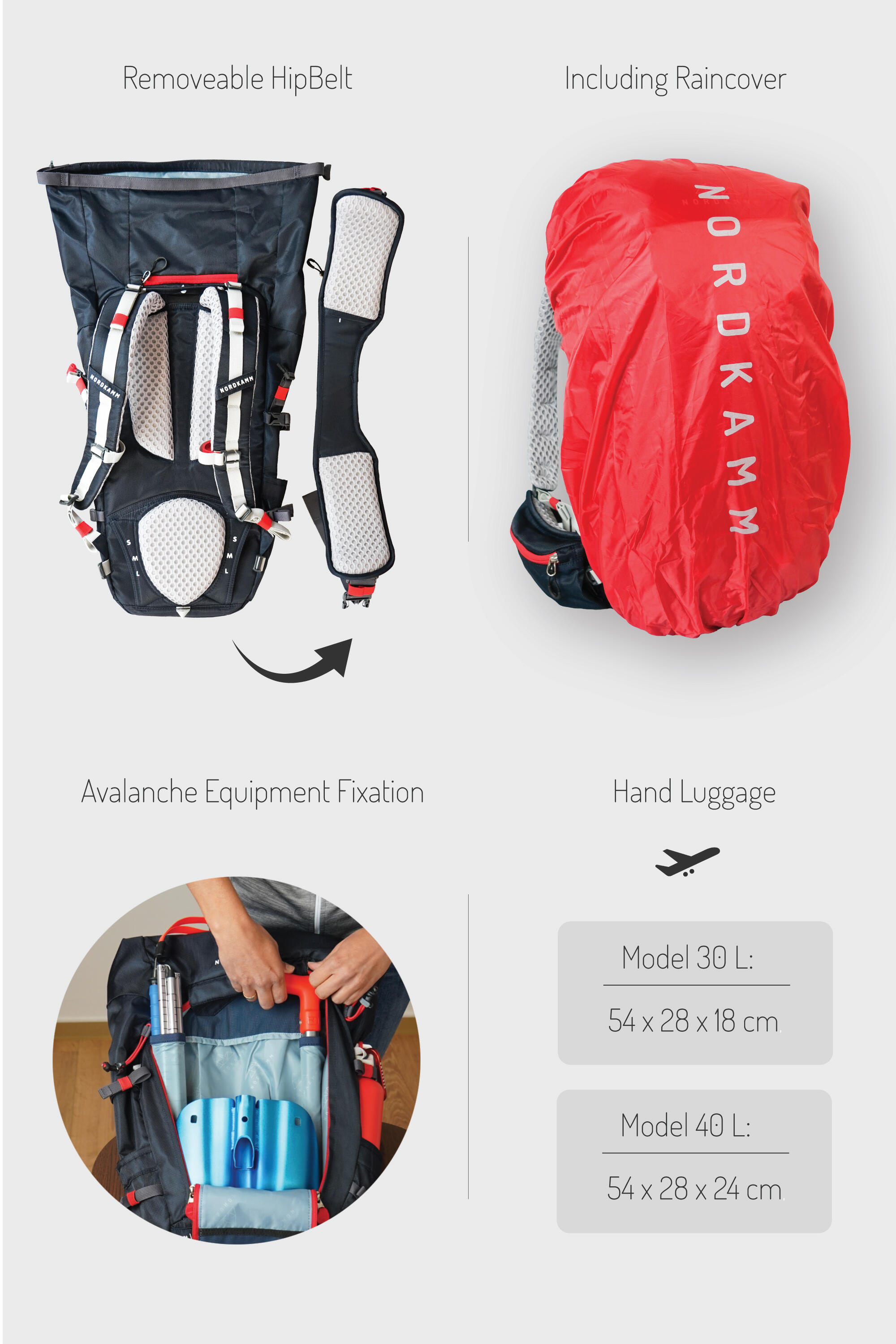 Wanderrucksack Damen Herren Rucksack für Bergsport, Rolltop, 30 Liter blau 3/5