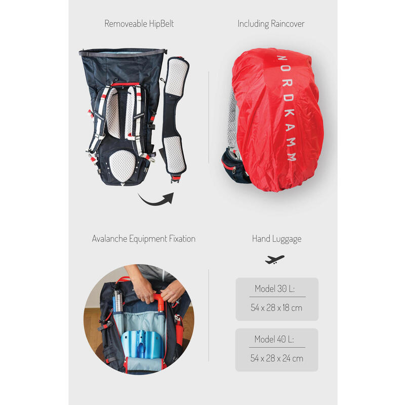 Sac à dos randonnée homme femme, sac à dos montagne, Rolltop, 40 litres bleu