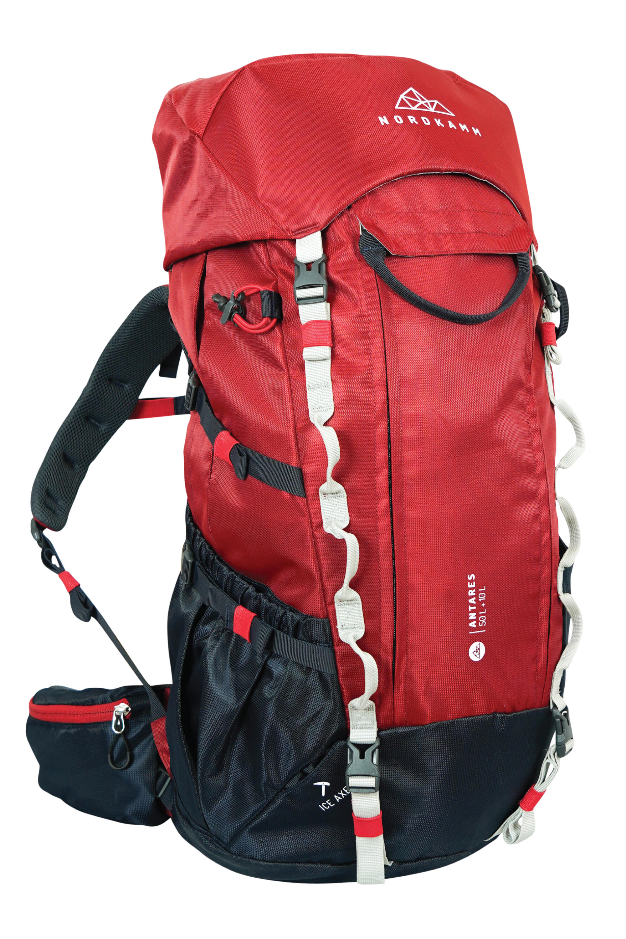 NORDKAMM Trekkingrucksack Damen Herren Wanderrucksack Backpacker Rucksack 50 Liter rot