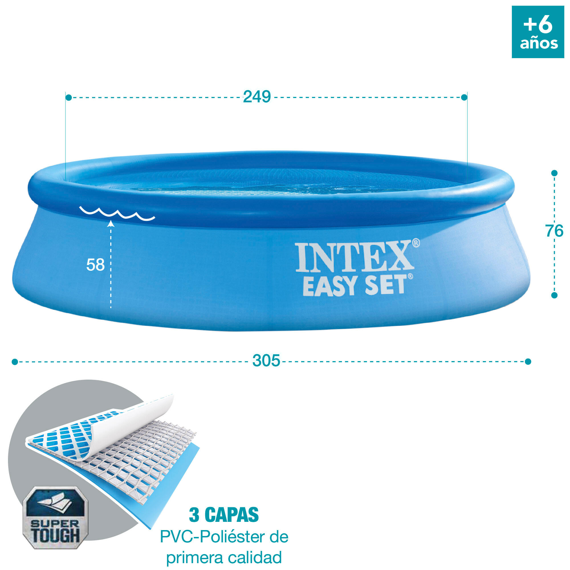 Ø 305 x 76cm - Intex Easy Set Piscine 5/7