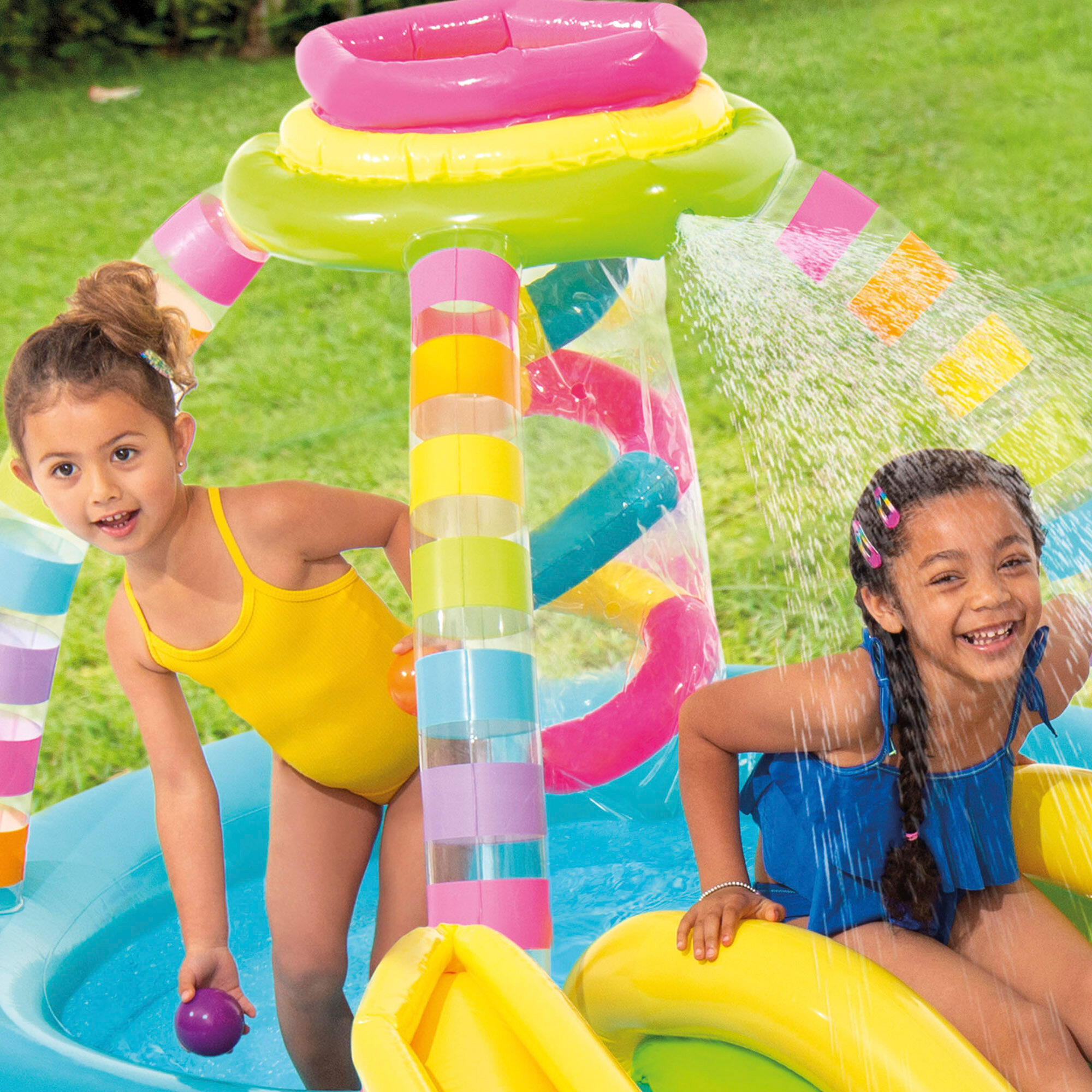 Piscina Insuflável multicolorida 2 em 1 com escorrega e jogo de bola INTEX 5/7