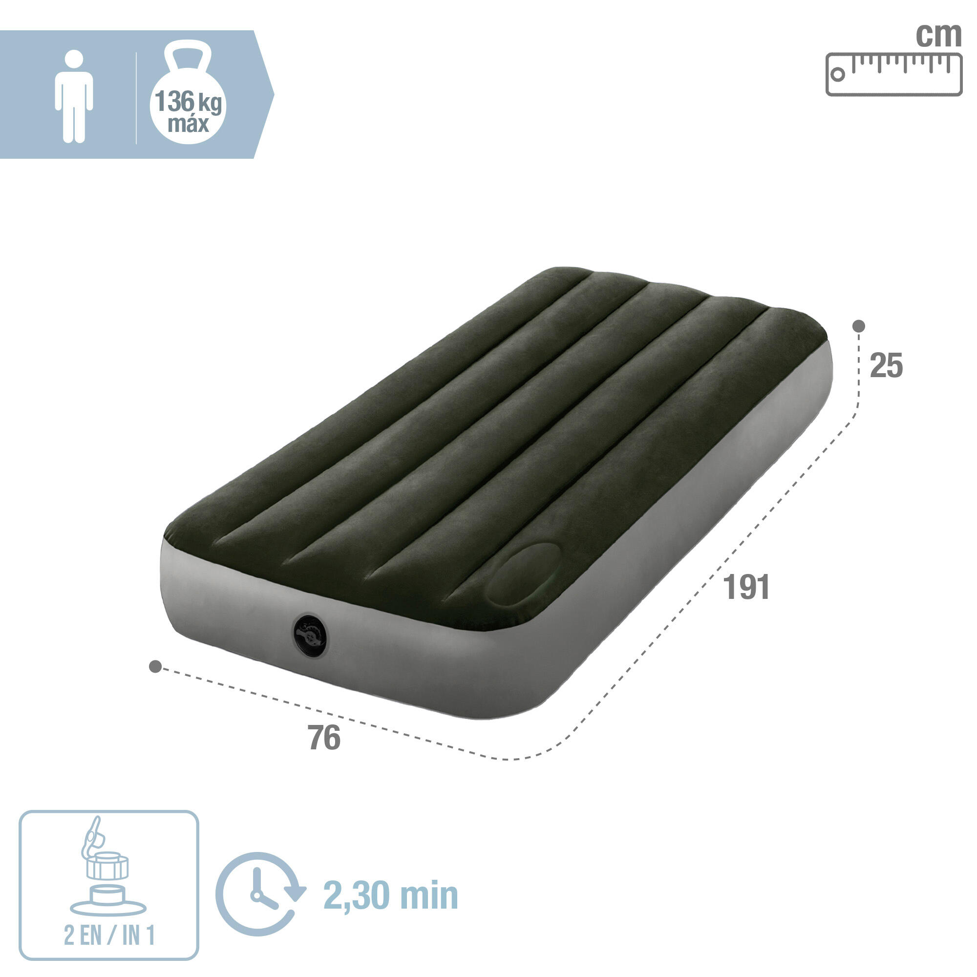 Intex 64760 - Materasso Singolo, Pompa a Pedale, 76x191x25 cm 4/7