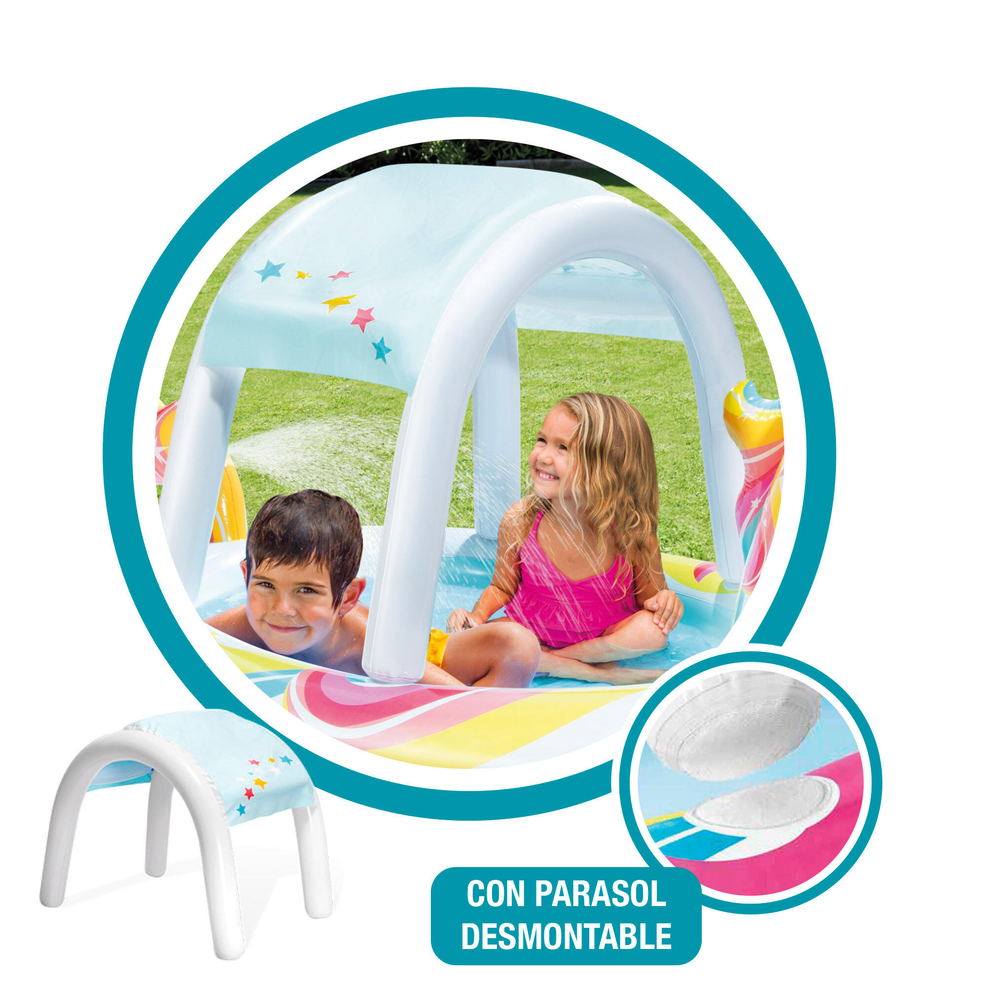 Intex 58435NP - Piscina Unicorno con Spruzzo, 254x132x109 cm 3/4