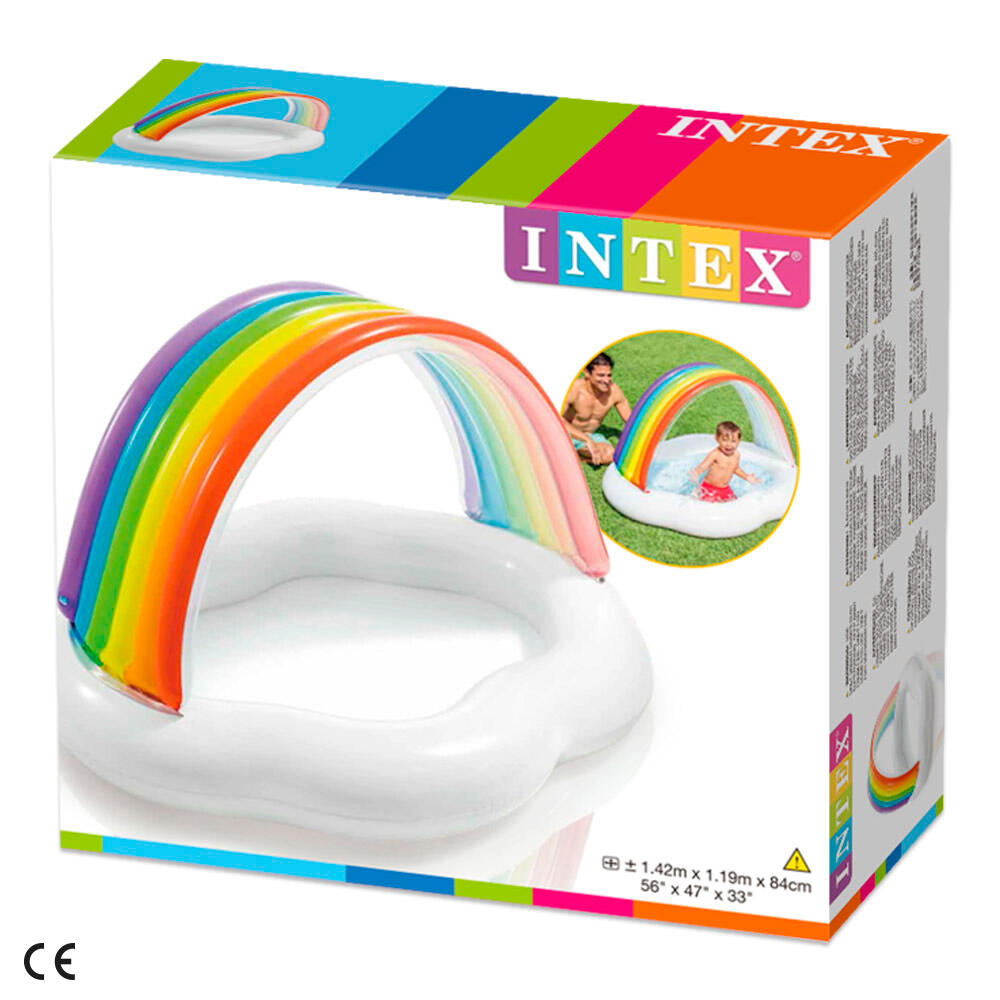 Piscina desmontable bebé Intex con toldo arcoiris 142x119x84 cm 4/5
