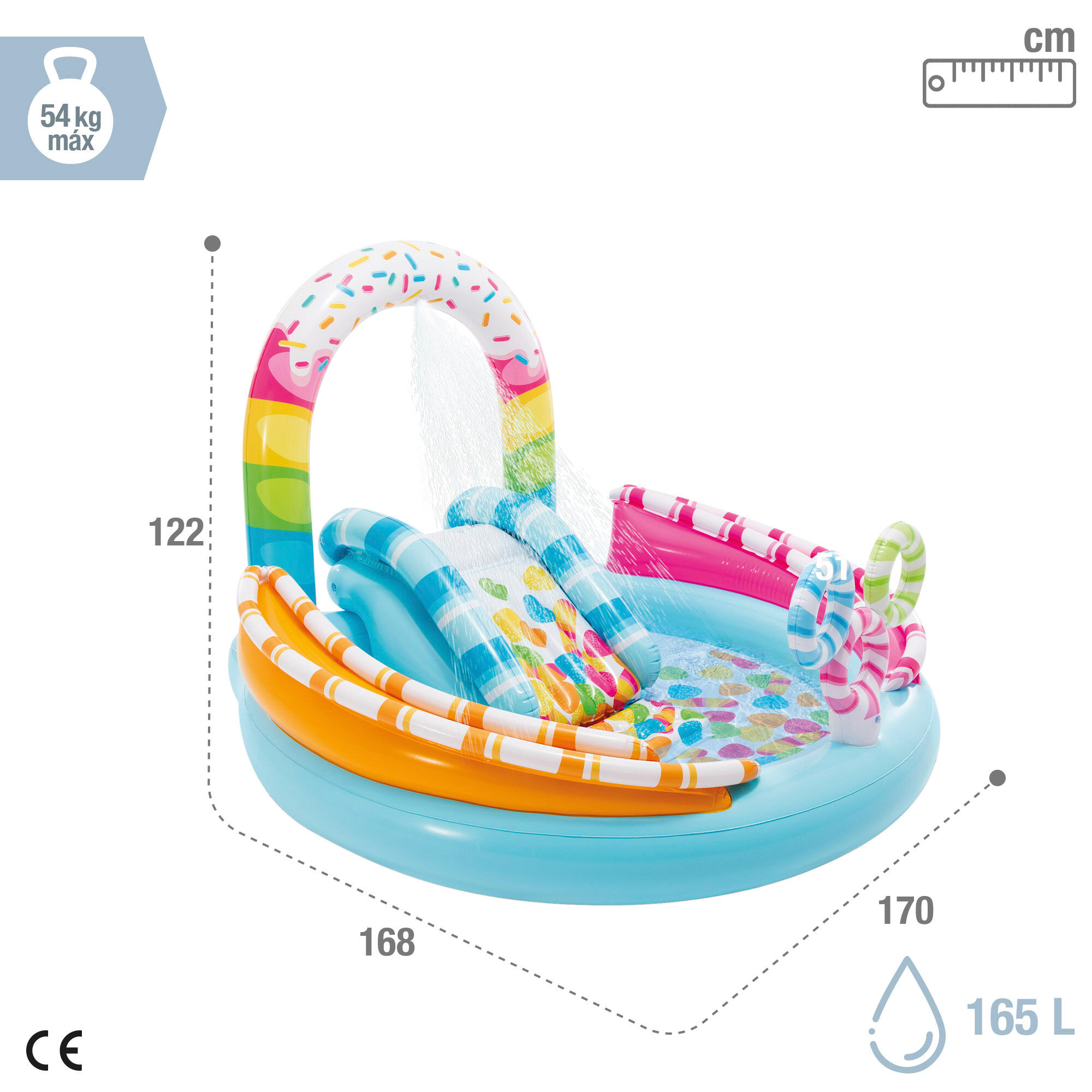 Centro de juegos hinchable agua Candy c/difusor, tobogán y juegos de bolas INTEX 4/7