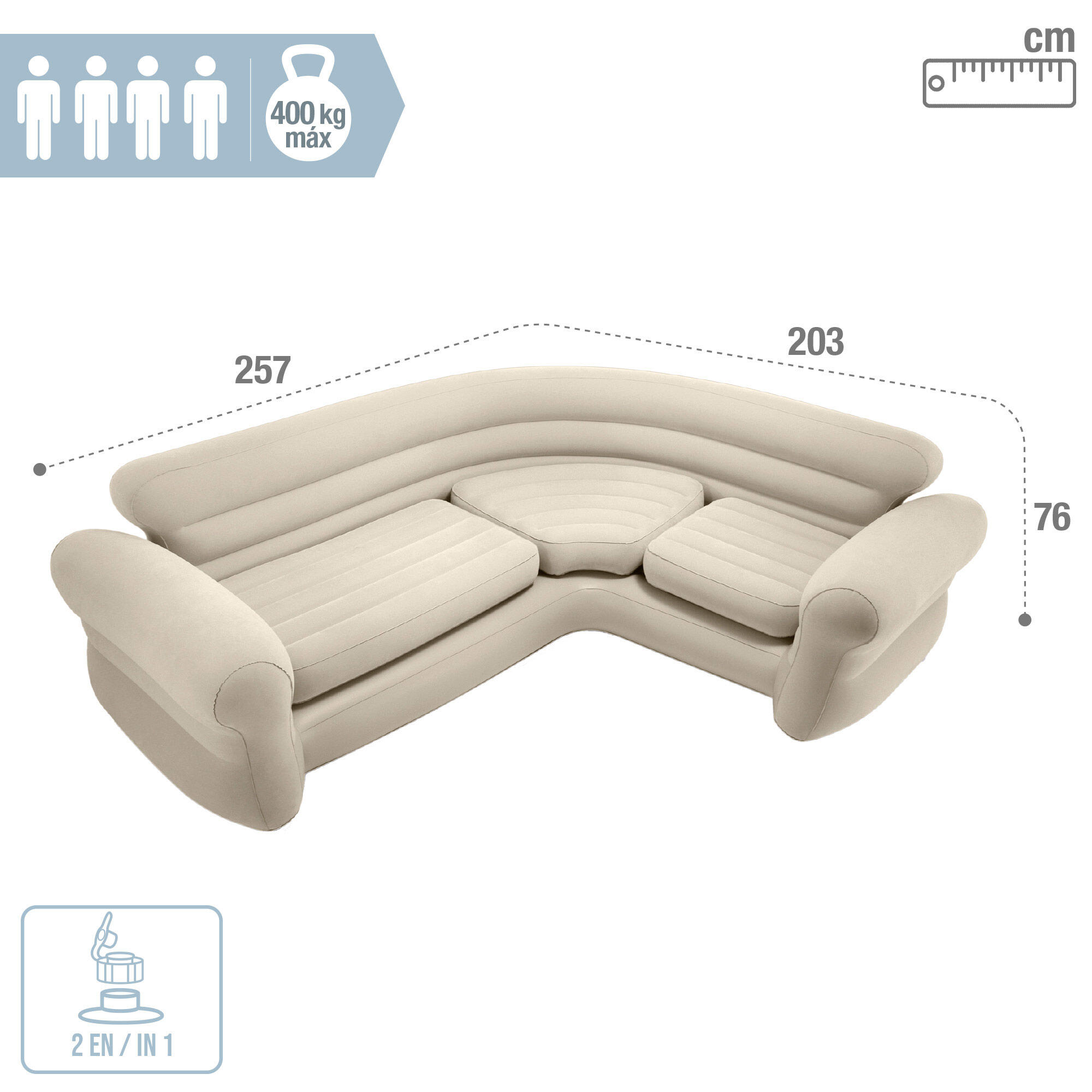 Sofá rinconera hinchable INTEX 257x203x76 cm 4/7