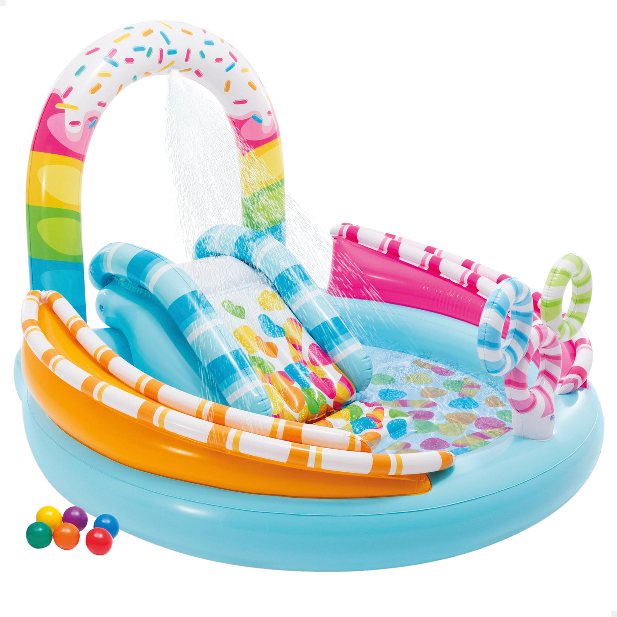Centro de juegos hinchable agua Candy c/difusor, tobogán y juegos de bolas INTEX 1/7