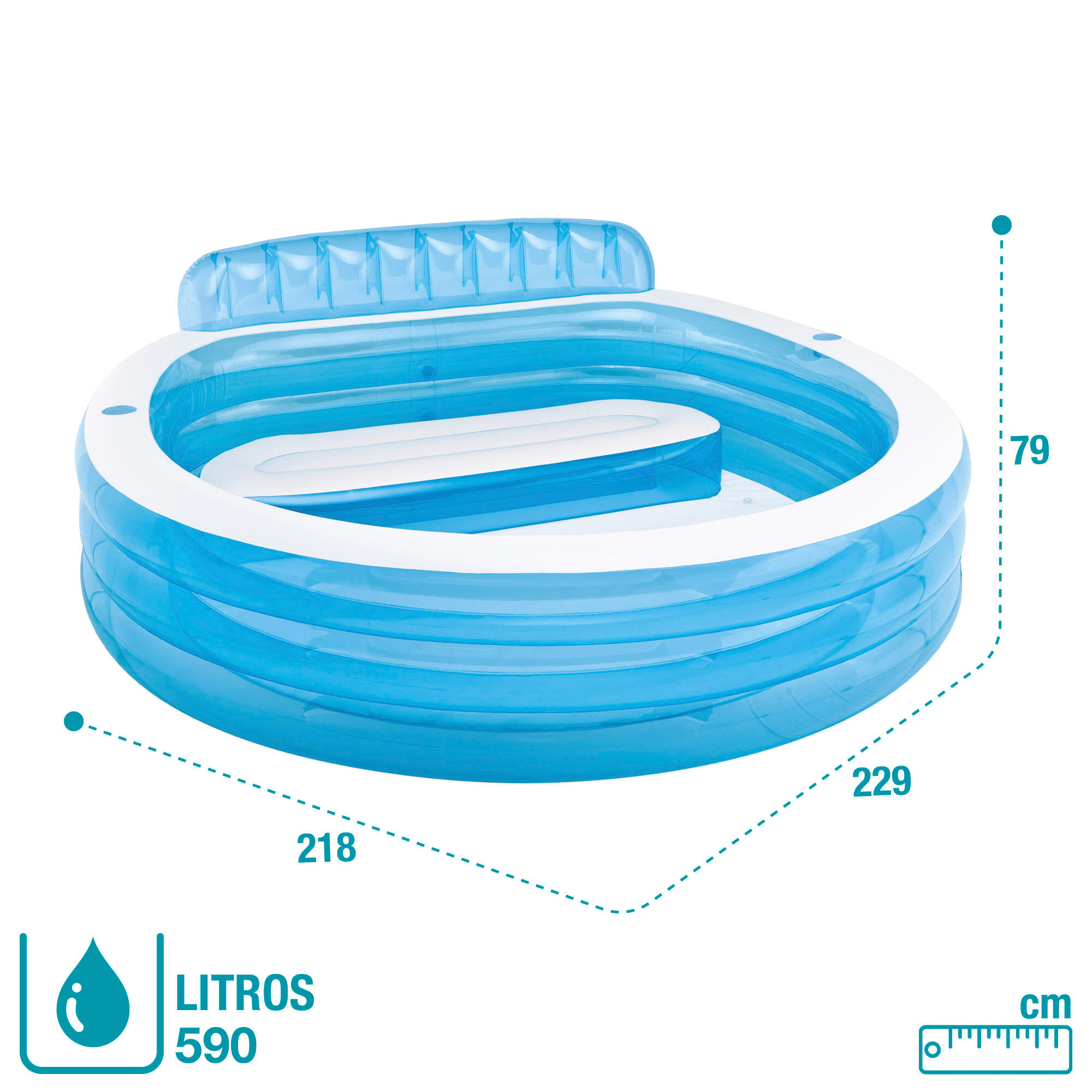 Piscina insuflável intex com poltrona 229x218x79 cm - 640 l 3/4