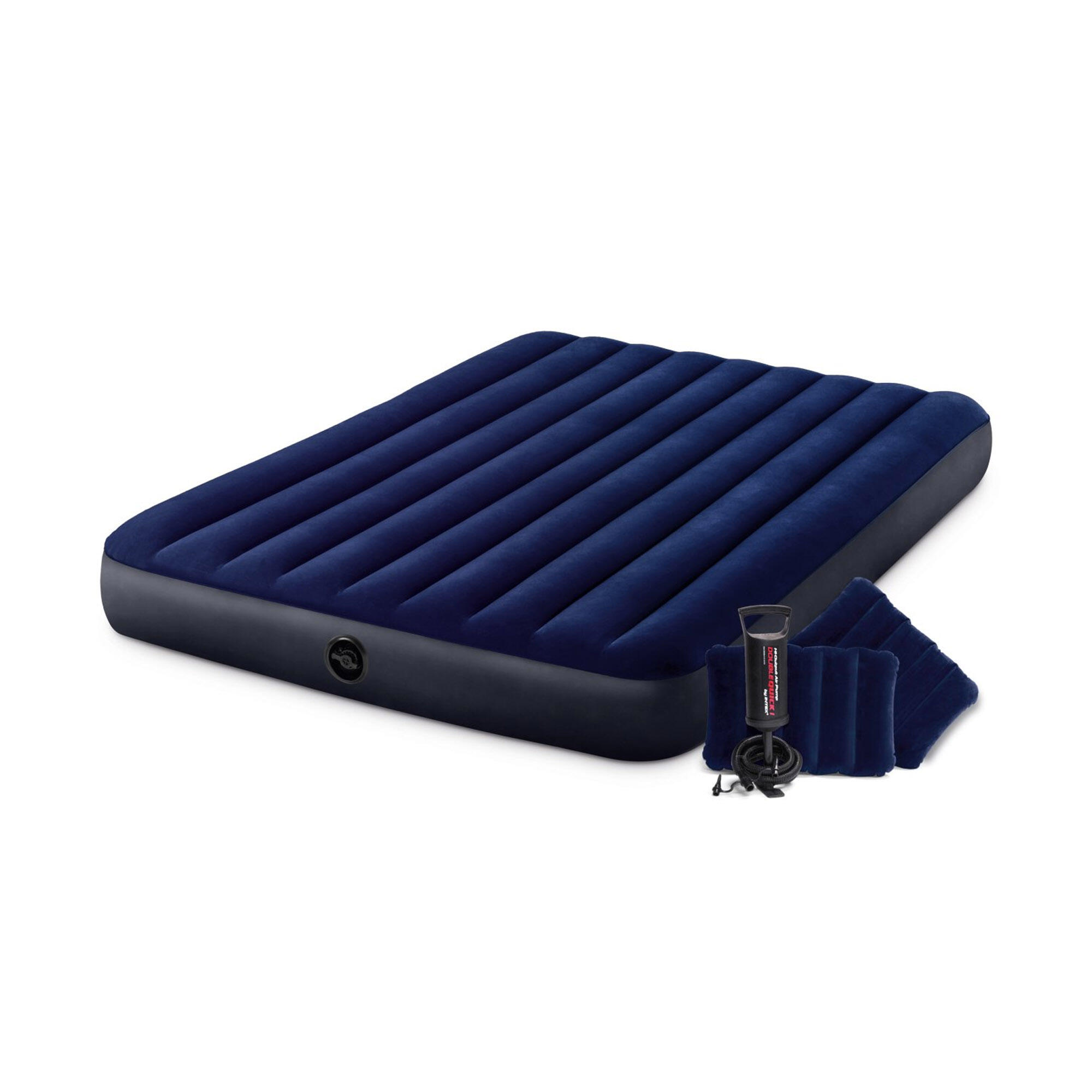 INTEX Intex 64765 - Materasso Downy con due cuscini e pompa manuale, 152x203x25 cm