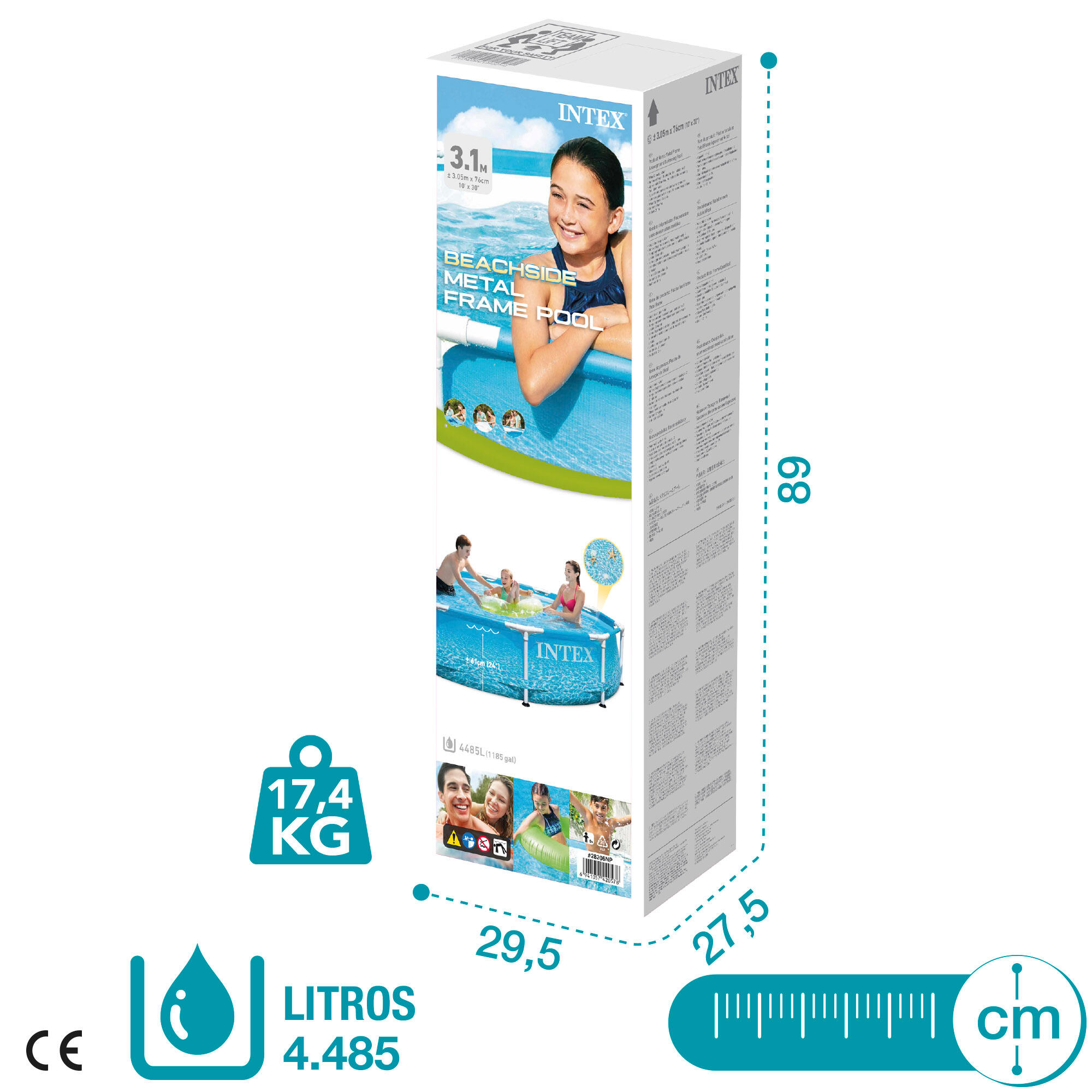 Piscina tubular redonda Metal Frame Beachside INTEX 6/7