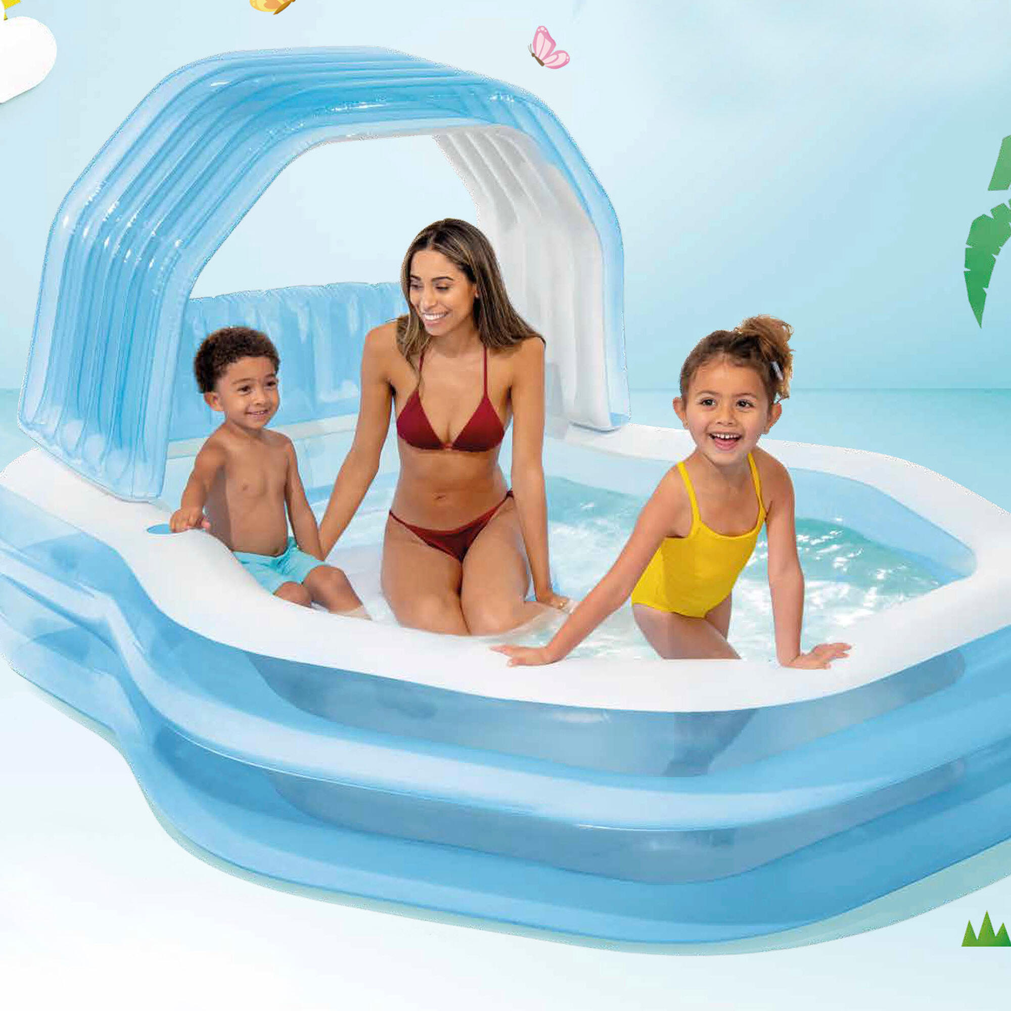 Piscina hinchable para niños azul c/sillón y toldo 229x191x135 cm INTEX 7/7