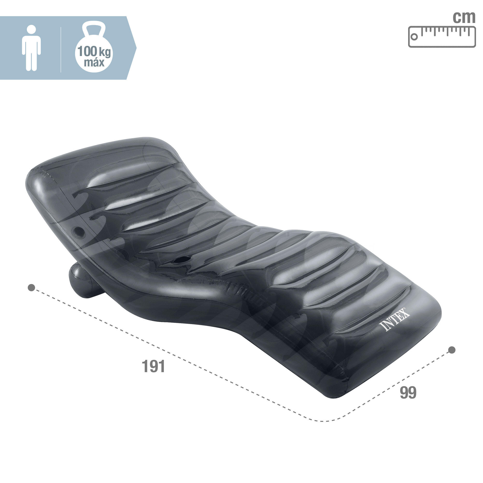 Espreguiçadeira Insuflável Premium cinza 191x99 cm INTEX 4/7