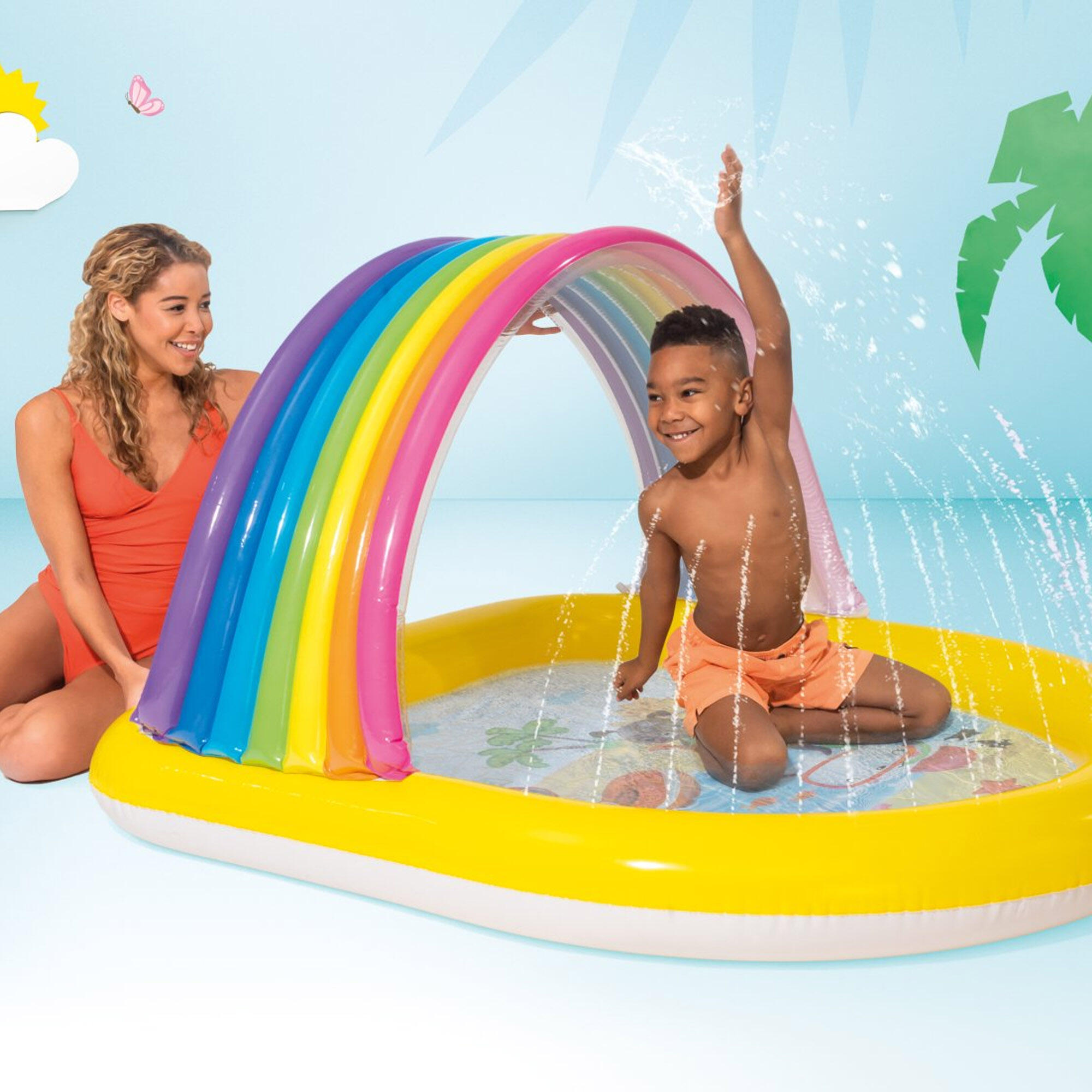 Intex 57156NP - Piscina Baby Arcobaleno con Spruzzino, 147x130x86 cm 2/4