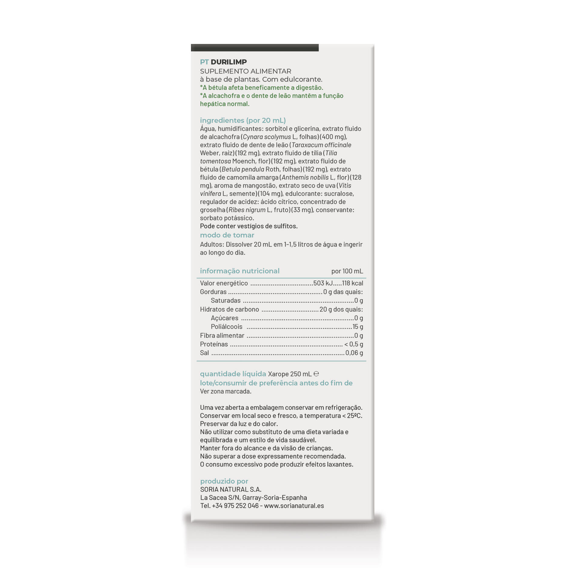 Durilimp Drenante Detox con Alcachofa, Diente de León y Uva - 250 ml 4/6