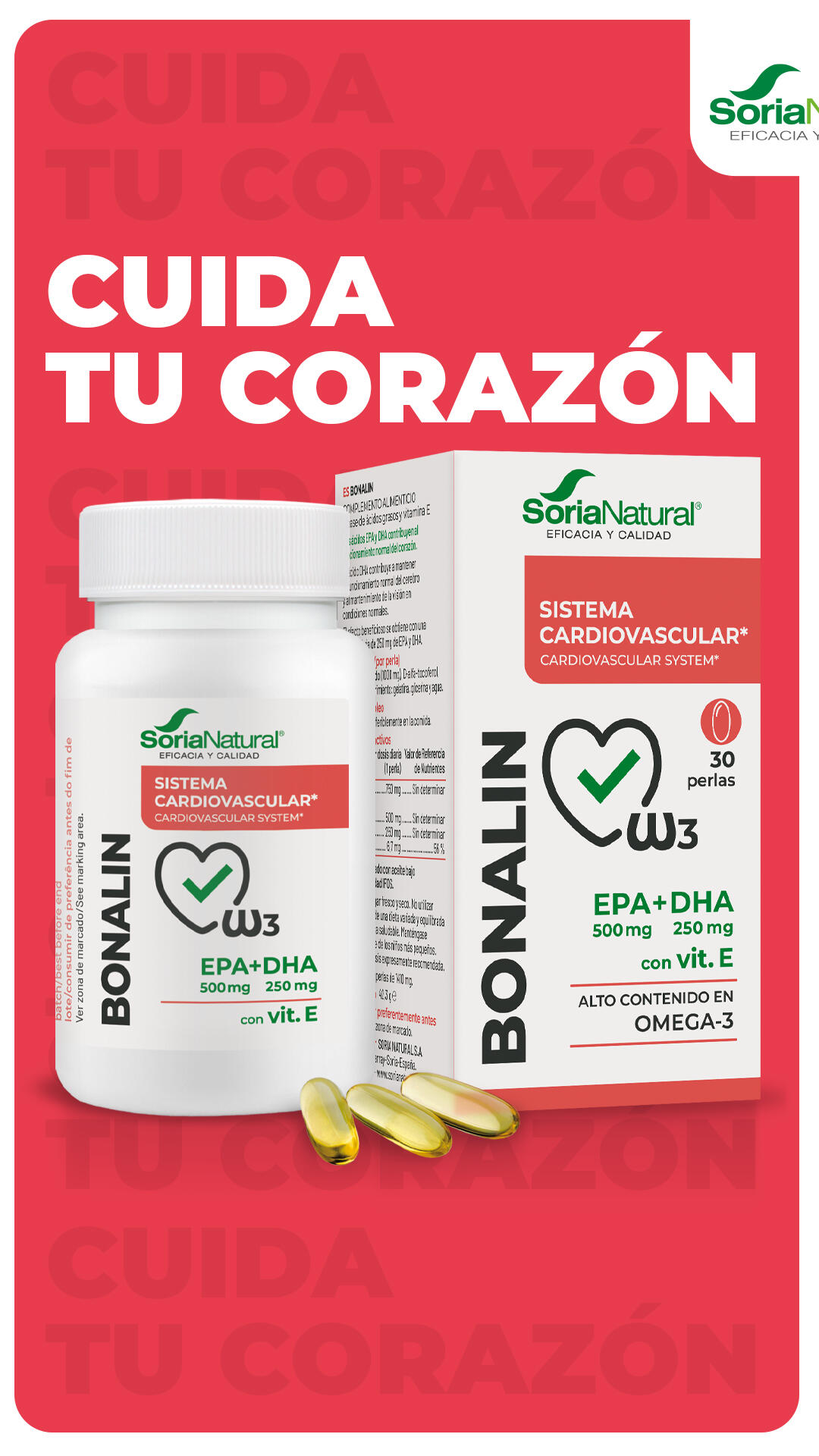 Bonalín EPA+DHA Omega 3 Alta Concentración para Corazón, Mente y Vista 30 perlas 4/5