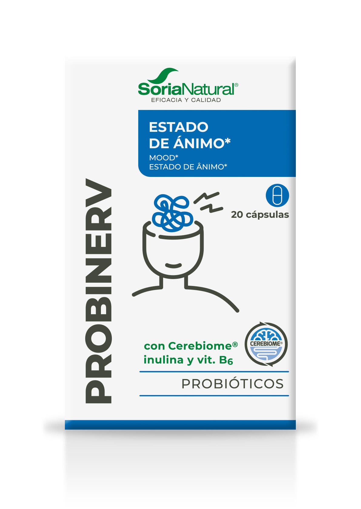 Probinerv Psicobiótico con Cerebiome® para Ansiedad, Estrés y Sueño 20 capsulas 2/5