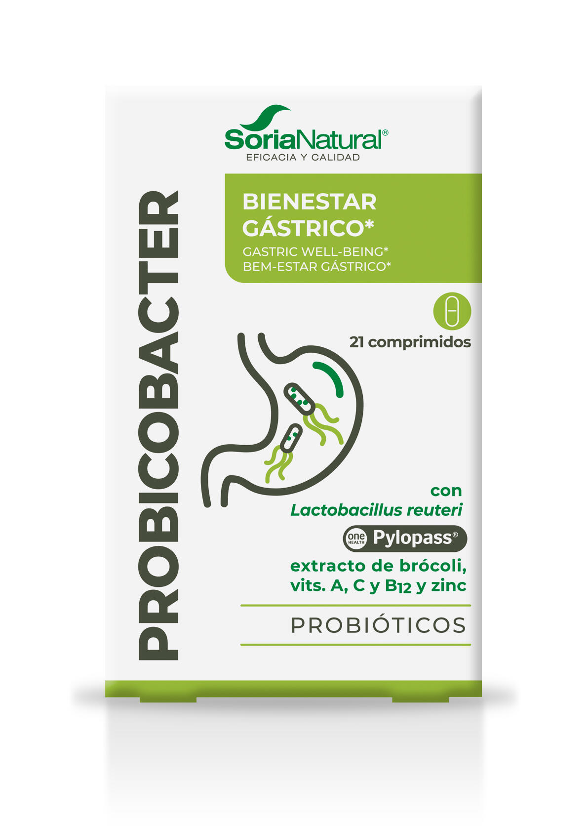 Probicobacter Probiótico Natural con Pylopass® y Zinc para Estómago - 21 Comp. 2/5