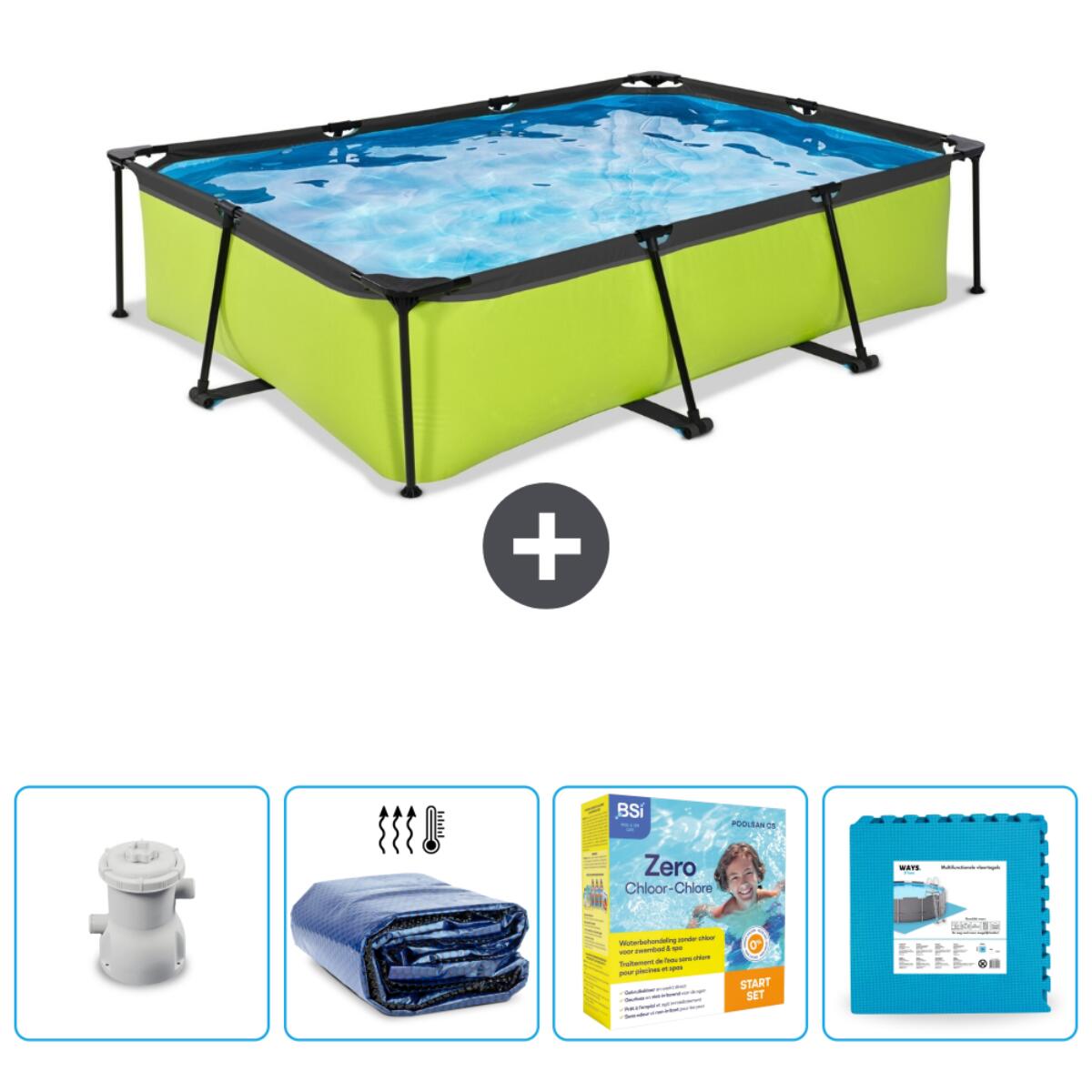 Exit Toys - Piscine Rectangulaire - 300x200x65 Cm + Accessoires Cb67 - Piscine - Vert - No Size - Decathlon