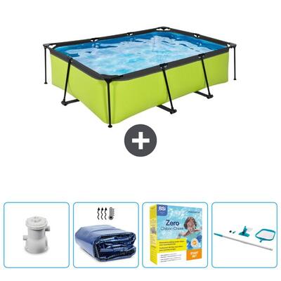 Zwembad rechthoekig - 220x150x65 cm + accessoires cb72