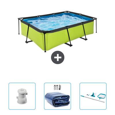 Zwembad rechthoekig - 220x150x65 cm + accessoires cb78