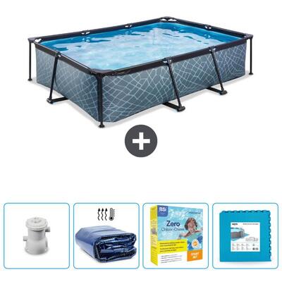 Steenprint zwembad rechthoekig - 300x200x65 cm + accessoires cb67