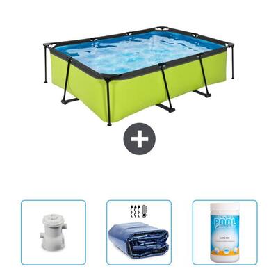 Zwembad rechthoekig - 220x150x65 cm + accessoires cb75