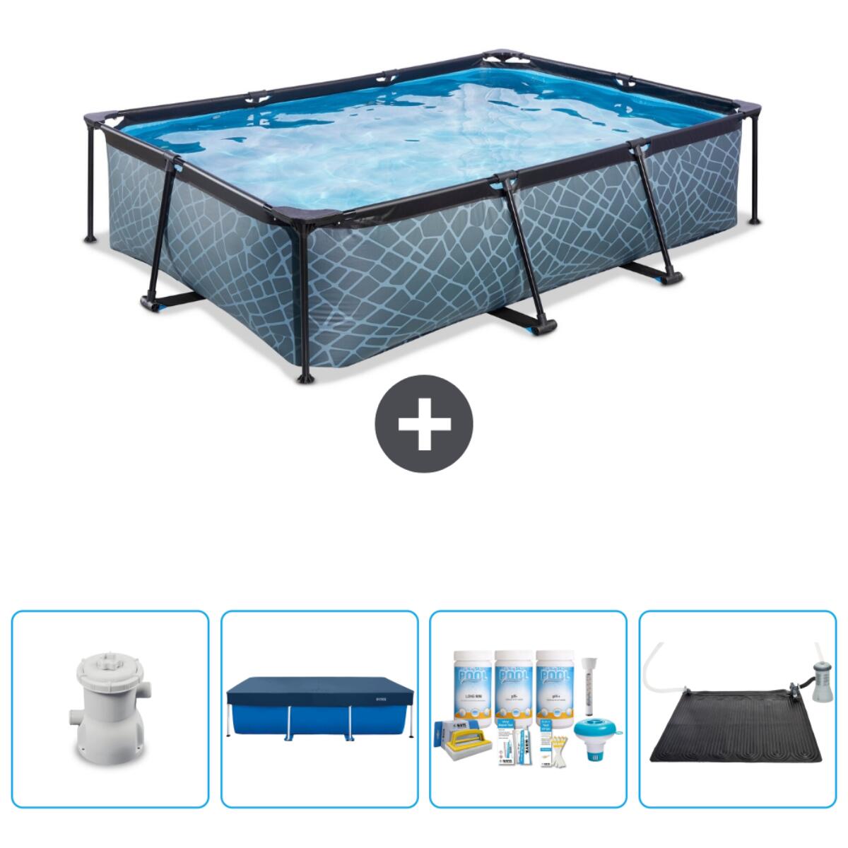 Exit Toys - Piscine Rectangulaire - 300x200x65 Cm + Accessoires Cb4 - Piscine - Gris - No Size - Decathlon