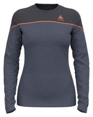 Base layer odlo women's revelstoke performance wool warm grey/blue