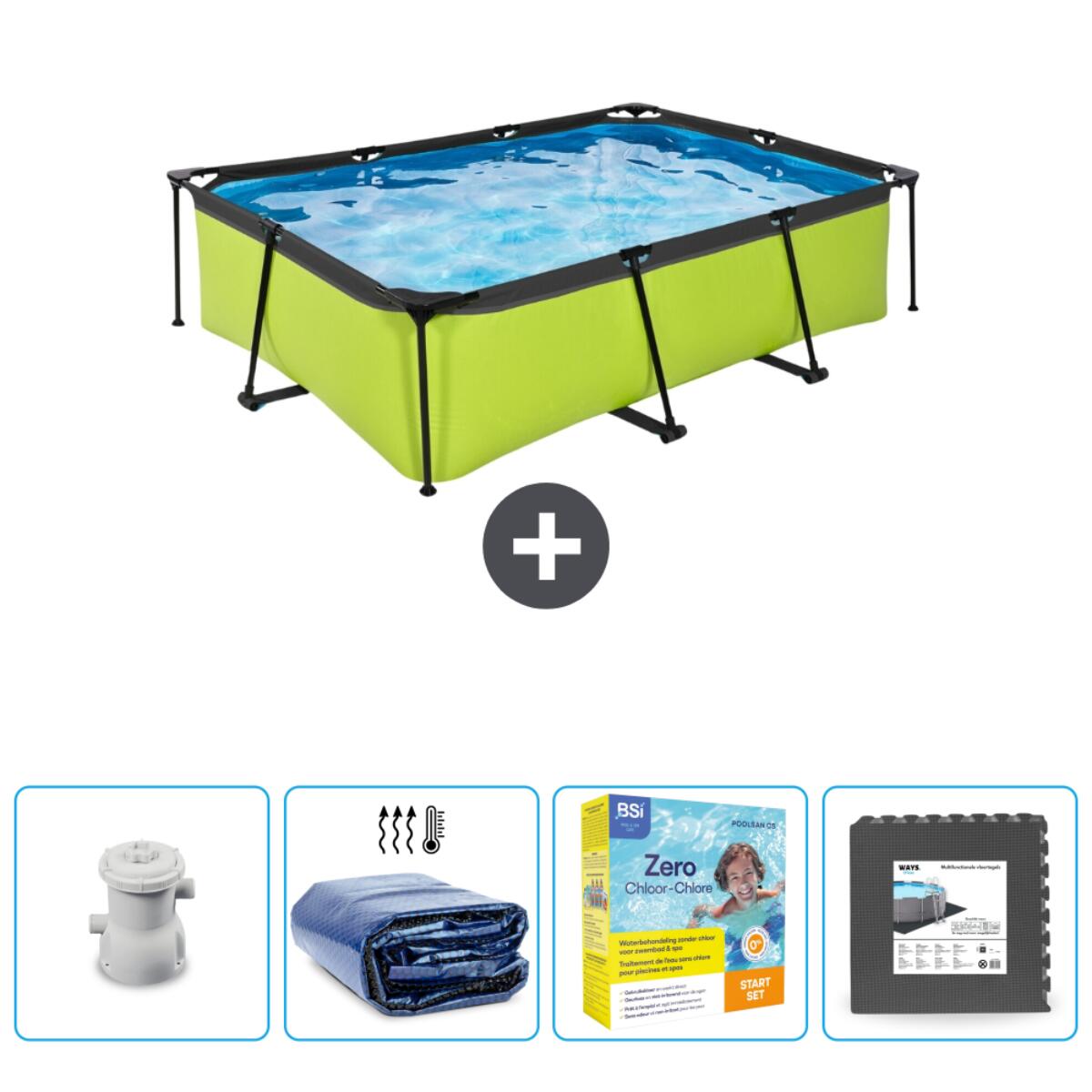 EXIT TOYS Zwembad Rechthoekig - 220x150x65 cm + Accessoires CB68
