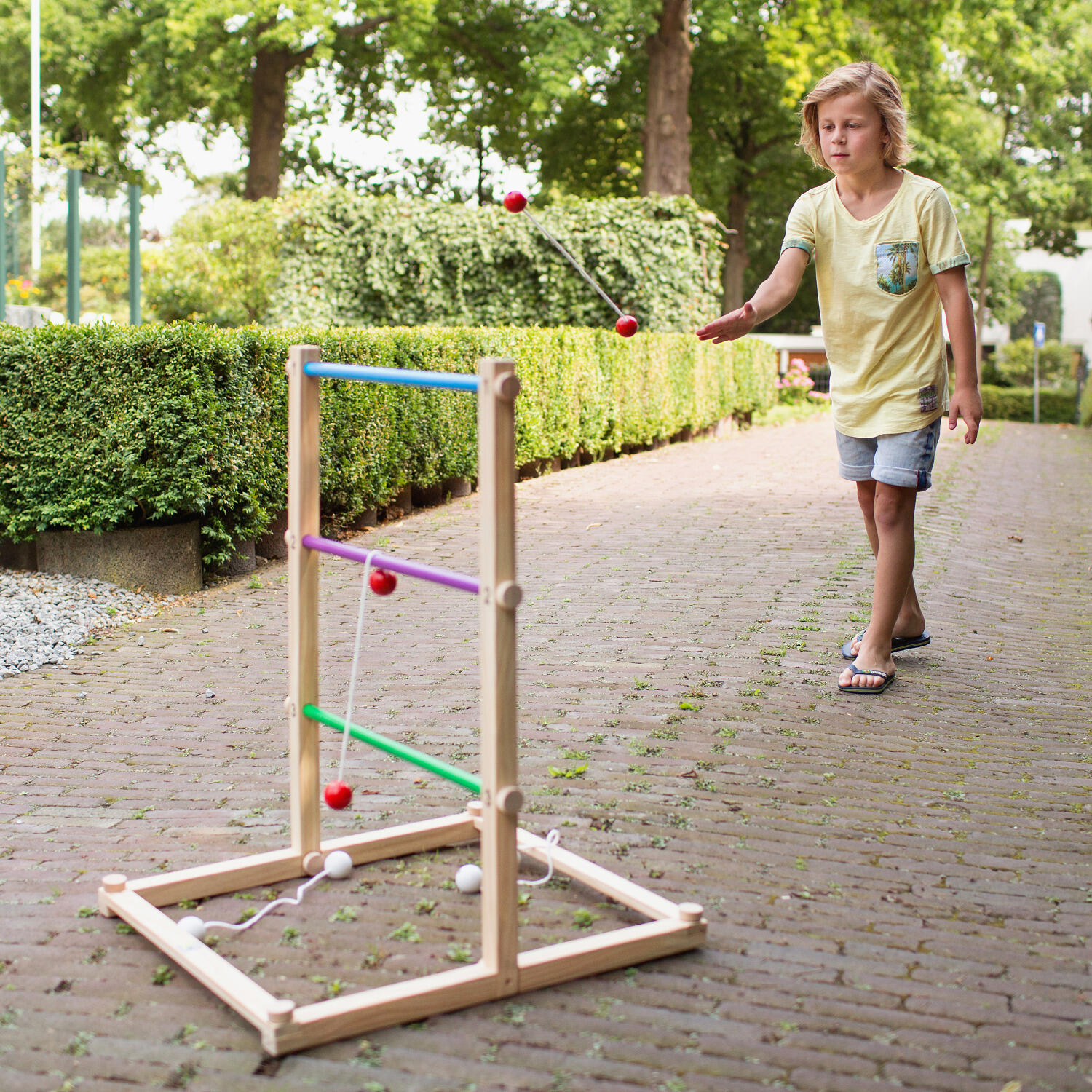 Jeu de golf sur échelle - jeu d'extérieur en bois avec 6 balles 2/7