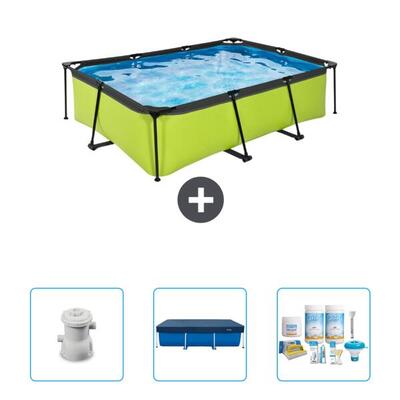 Zwembad rechthoekig - 220x150x65 cm + accessoires cb63