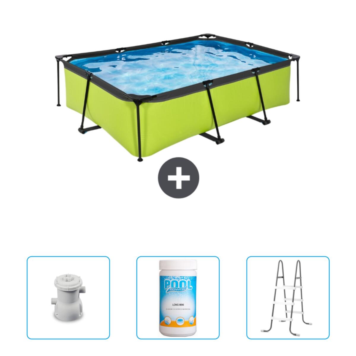 EXIT TOYS Zwembad Rechthoekig - 220x150x65 cm + Accessoires CB84