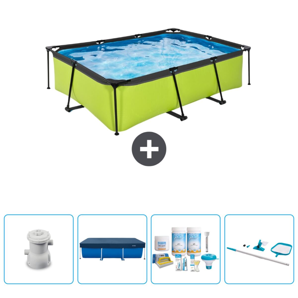 Exit Toys - Piscine Rectangulaire - 220x150x65 Cm + Accessoires Cb7 - Piscine - Vert - No Size - Decathlon