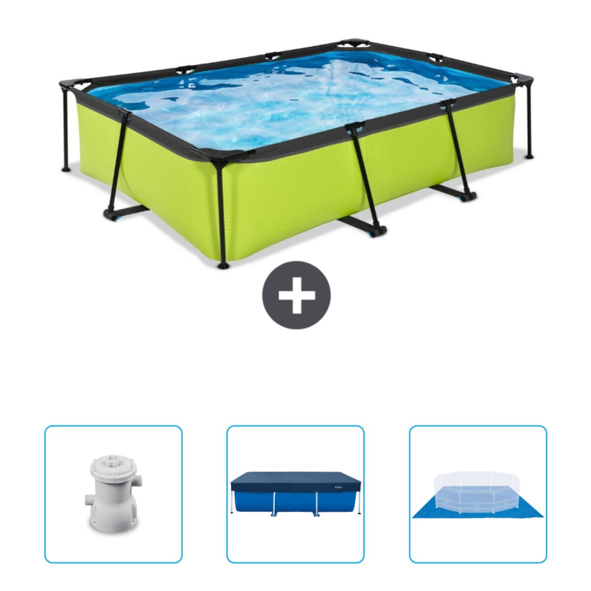 EXIT TOYS Zwembad Rechthoekig - 300x200x65 cm + Accessoires CB76
