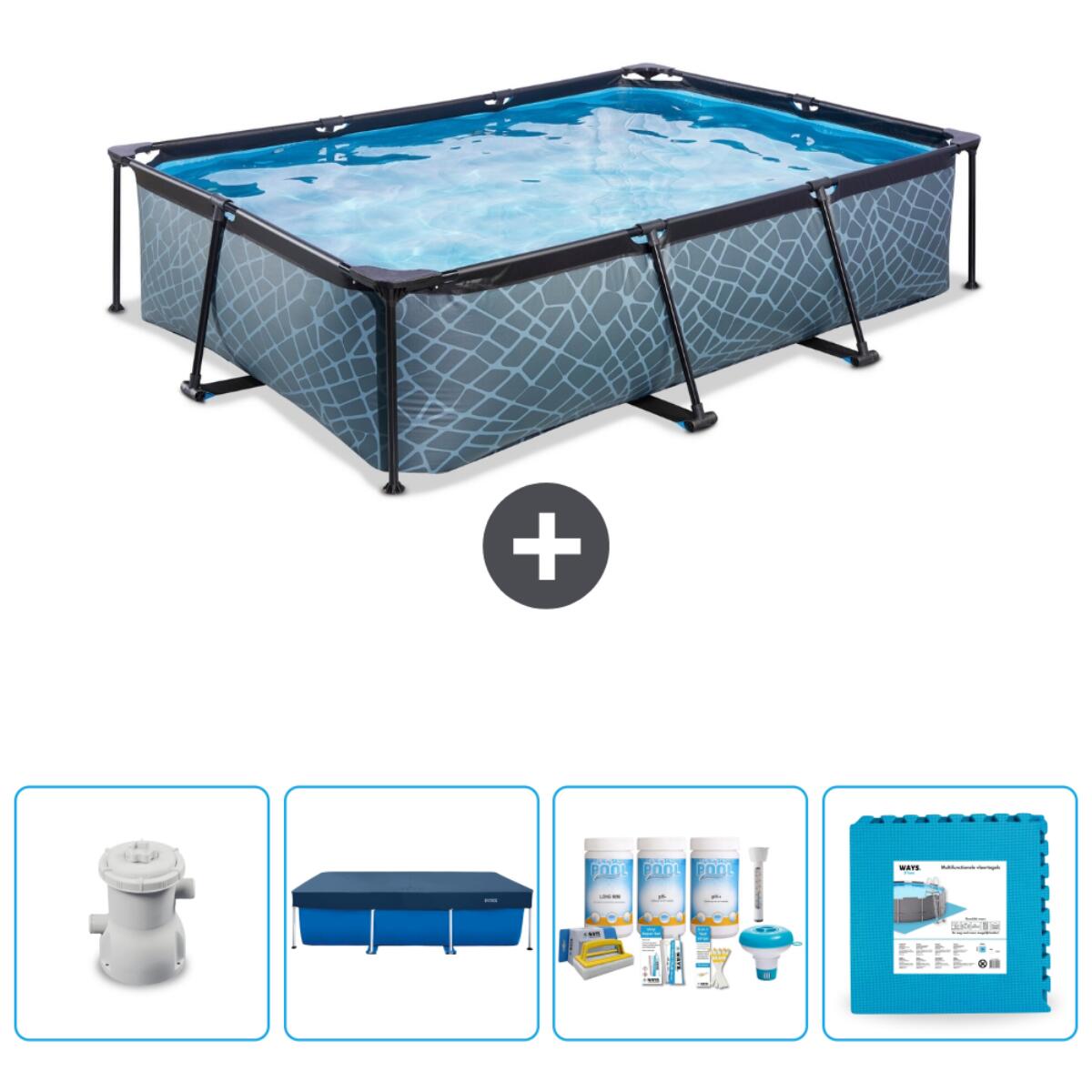 Exit Toys - Piscine Rectangulaire - 300x200x65 Cm + Accessoires Cb60 - Piscine - Gris - No Size - Decathlon