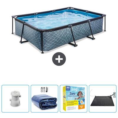 Steenprint zwembad rechthoekig - 300x200x65 cm + accessoires cb11