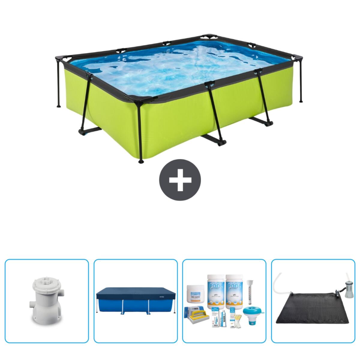 EXIT TOYS Zwembad Rechthoekig - 220x150x65 cm + Accessoires CB62