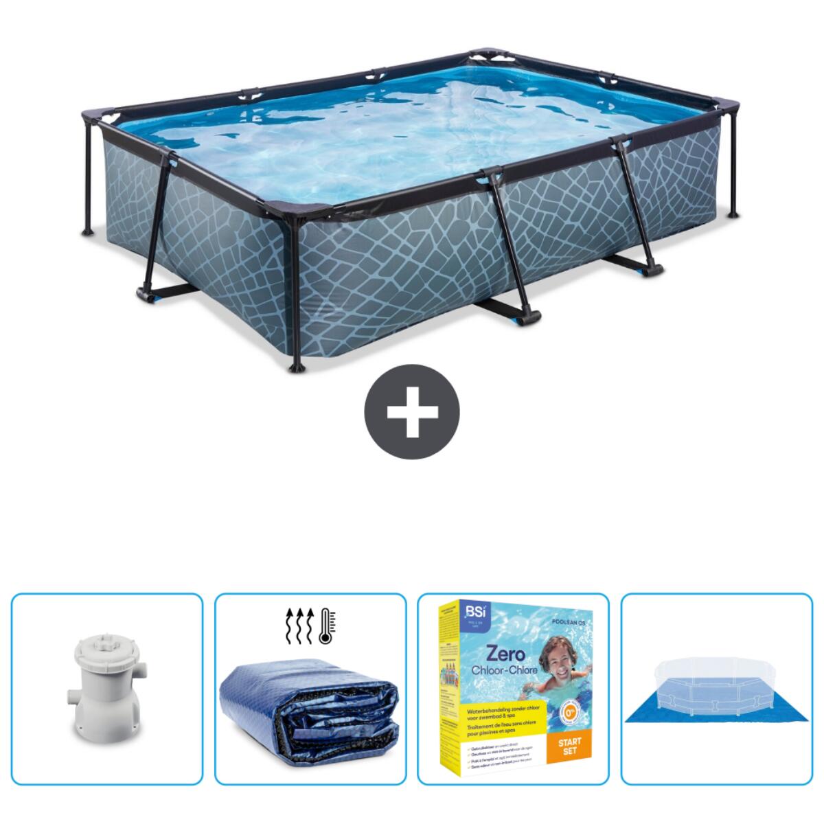 Steenprint Zwembad Rechthoekig - 300x200x65 cm + Accessoires CB66 1/5