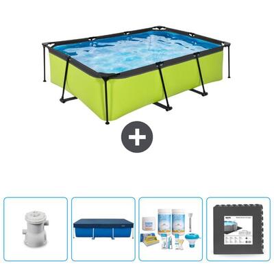 Zwembad rechthoekig - 220x150x65 cm + accessoires cb61