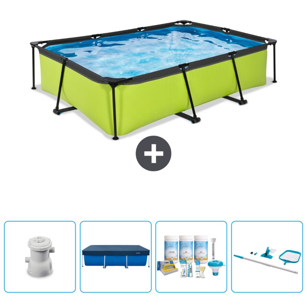 Exit Toys - Piscine Rectangulaire - 300x200x65 Cm + Accessoires Cb7 - Piscine - Vert - No Size - Decathlon